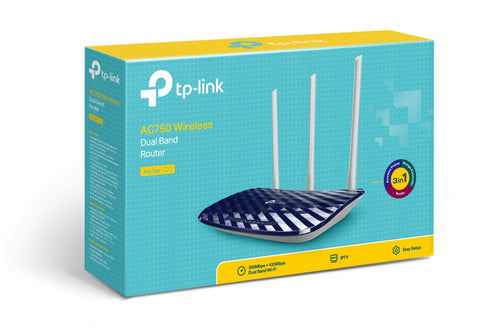 ROUTER TP LINK ARCHER C20W 4 PUERTOS 3 ANTENAS AC750 DOBLE BANDA