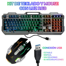Cargar imagen en el visor de la galería, Teclado Luz Gamer Con Mouse Y Soporte De Celular